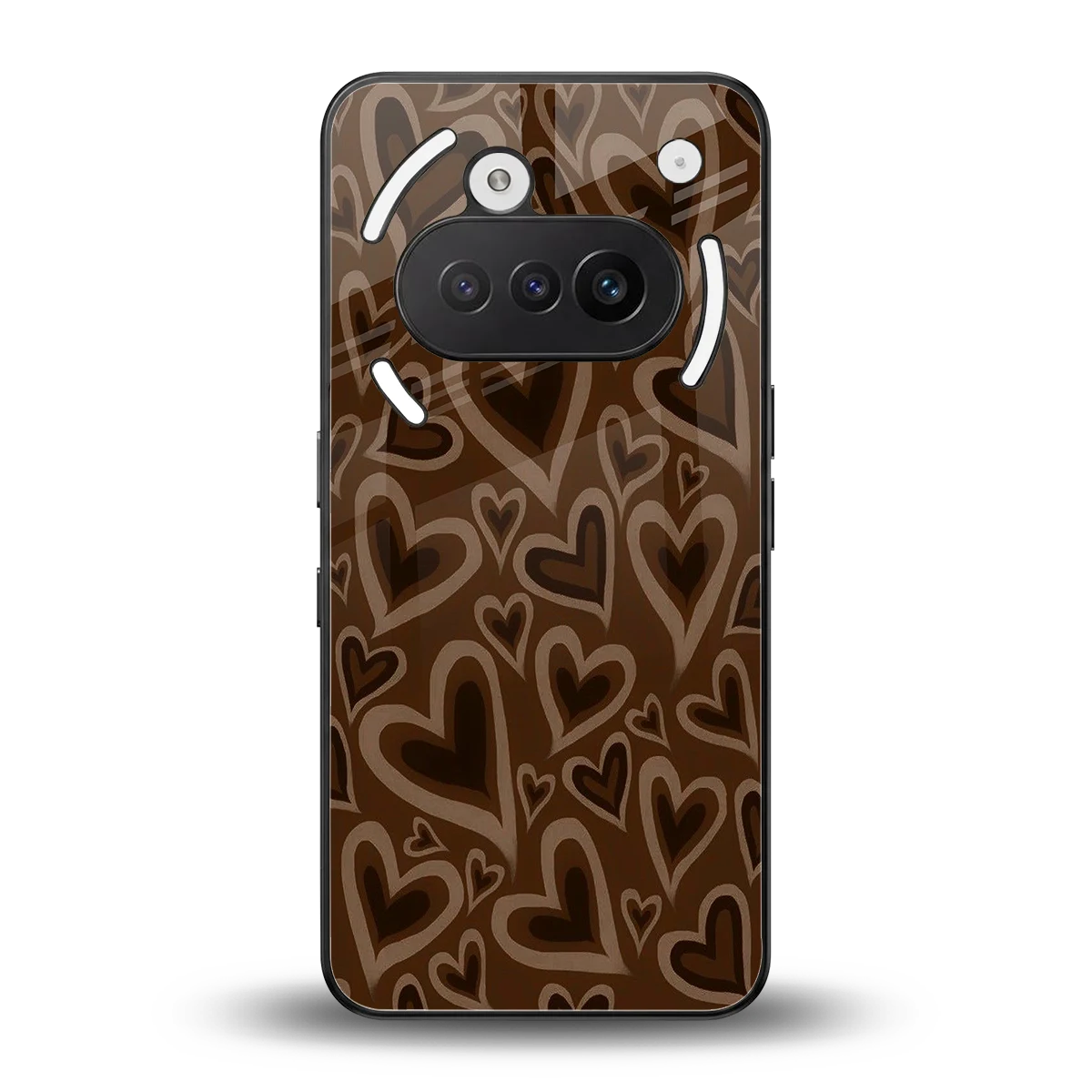Toasty Brown Hearts back phone cover | glass case for nothing phone 3a