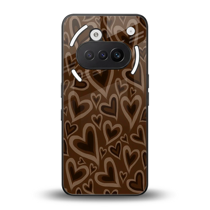 Toasty Brown Hearts back phone cover | glass case for nothing phone 3a