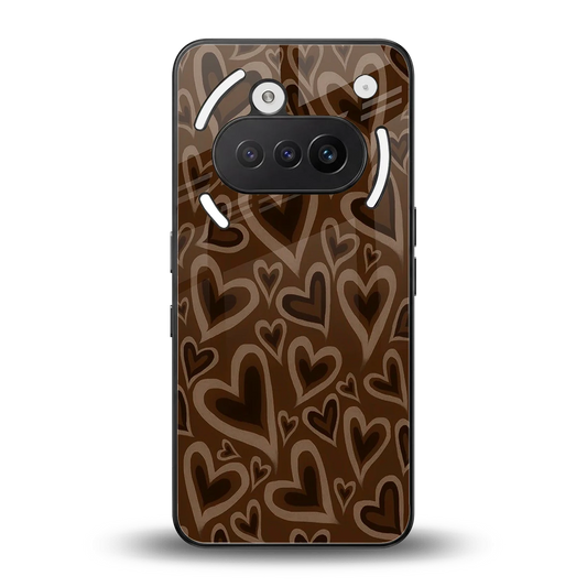 Toasty Brown Hearts back phone cover | glass case for nothing phone 3a