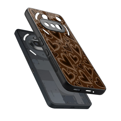 Toasty Brown Hearts sleek nothing phone 3a cover with tempered glass back and TPU edges