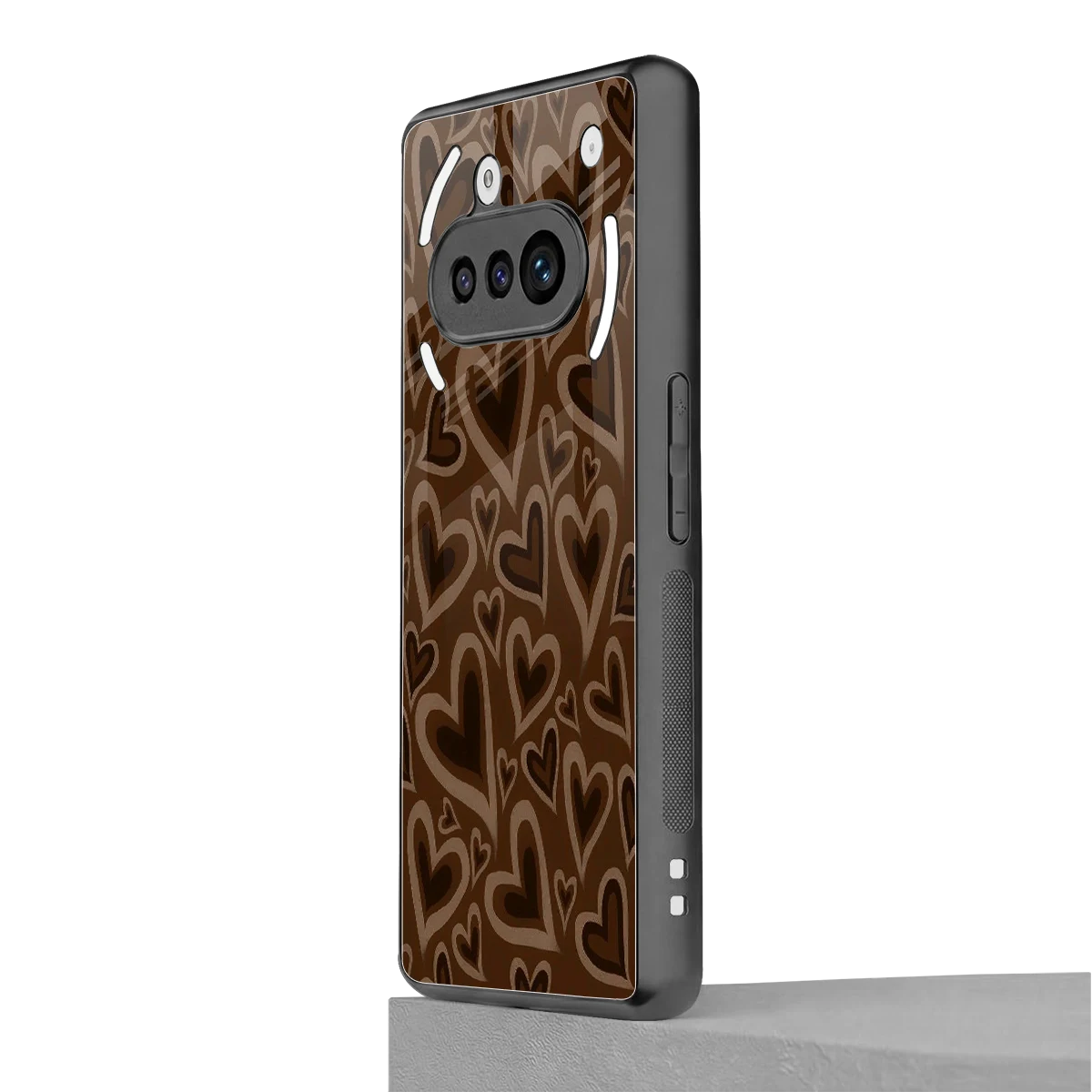 Toasty Brown Hearts nothing phone 3a mobile cover | shockproof glass phone case
