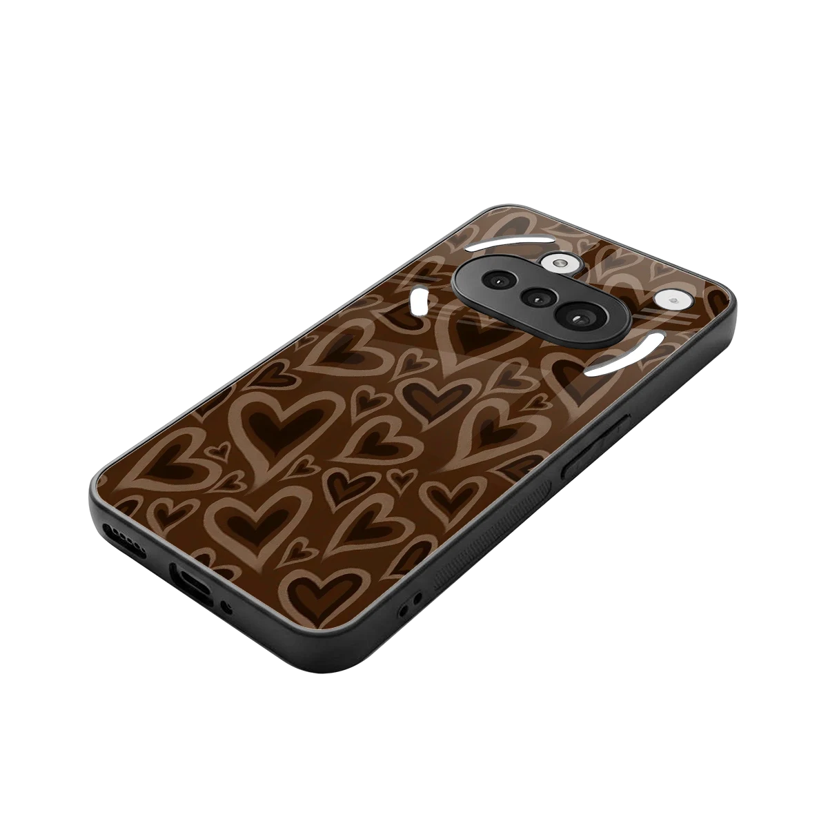 Toasty Brown Hearts stylish phone case for nothing phone 3a | glossy glass and slim fit
