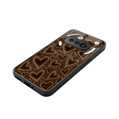 Toasty Brown Hearts stylish phone case for nothing phone 3a | glossy glass and slim fit