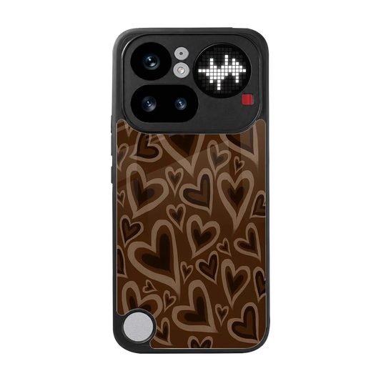 Toasty Brown Hearts back phone cover | glass case for nothing phone 4a pro