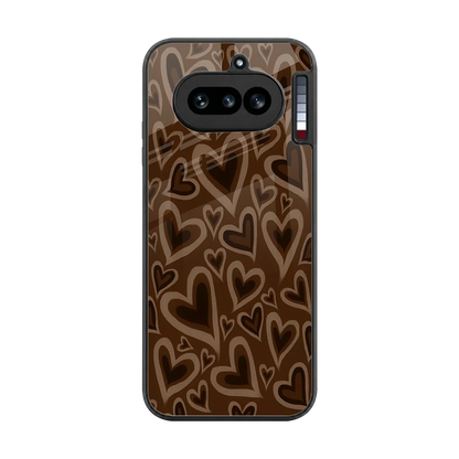 Toasty Brown Hearts back phone cover | glass case for nothing phone 4a
