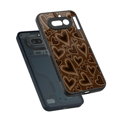 Toasty Brown Hearts sleek nothing phone 4a cover with tempered glass back and TPU edges