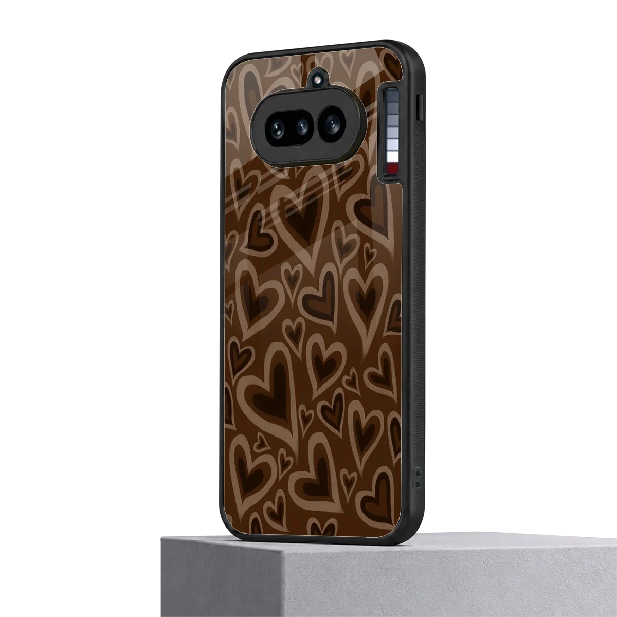 Toasty Brown Hearts nothing phone 4a mobile cover | shockproof glass phone case