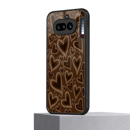Toasty Brown Hearts nothing phone 4a mobile cover | shockproof glass phone case