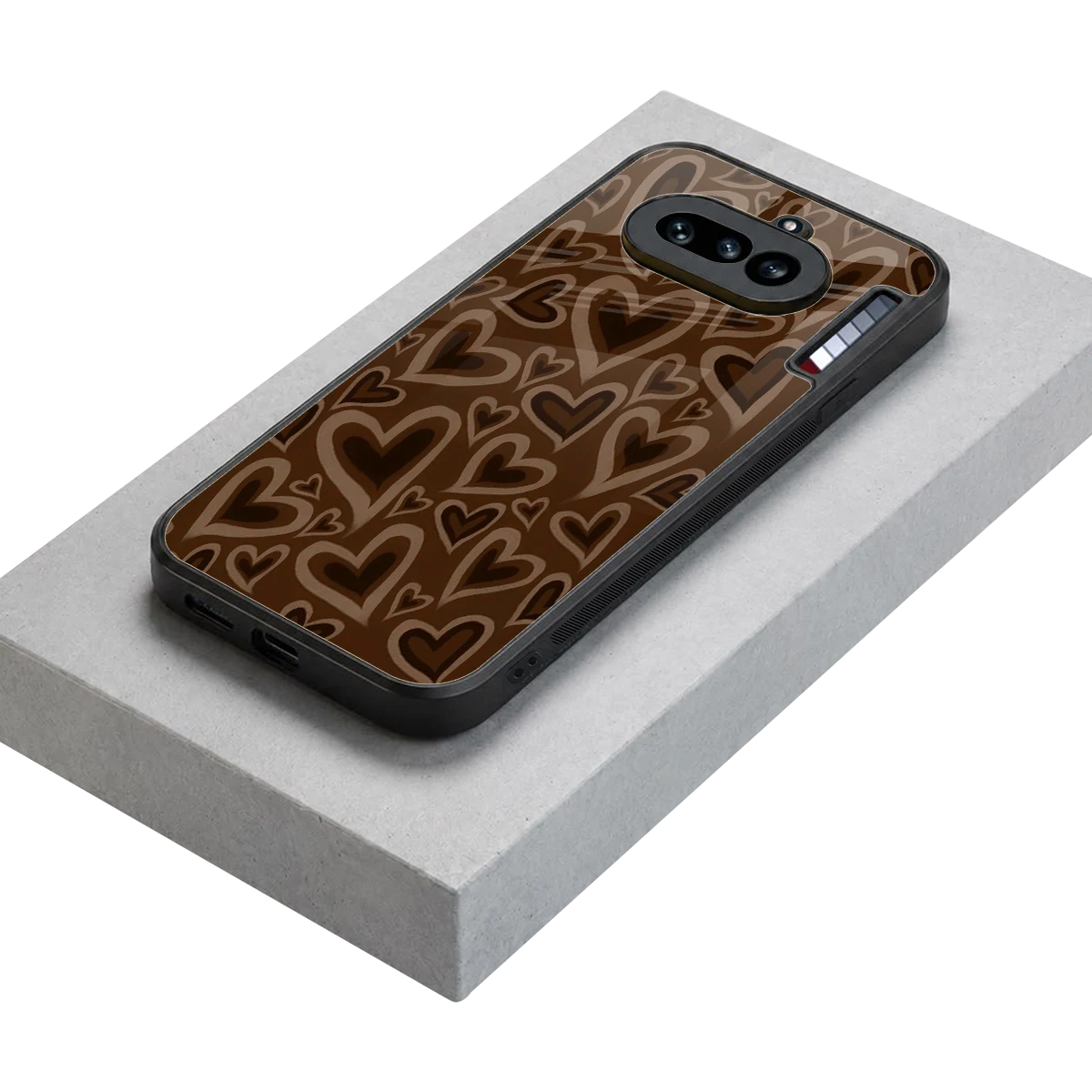 Toasty Brown Hearts stylish phone case for nothing phone 4a | glossy glass and slim fit