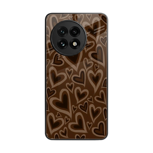 Toasty Brown Hearts back phone cover | glass case for oneplus 13r