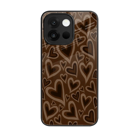Toasty Brown Hearts back phone cover | glass case for oneplus 13s