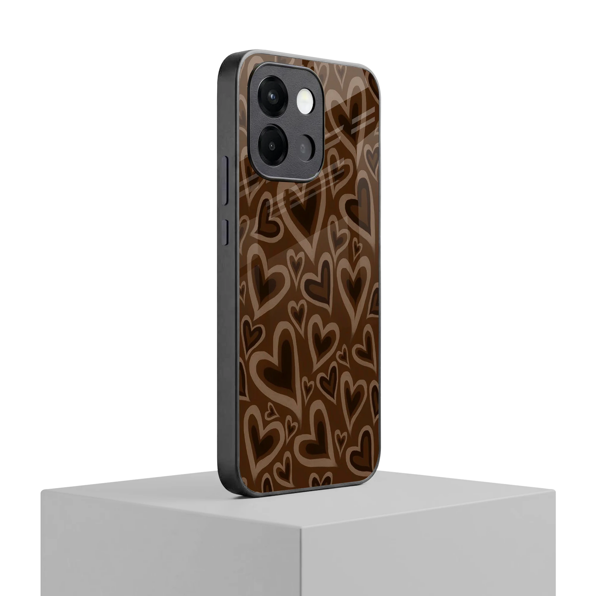 Toasty Brown Hearts oneplus 13s mobile cover | shockproof glass phone case