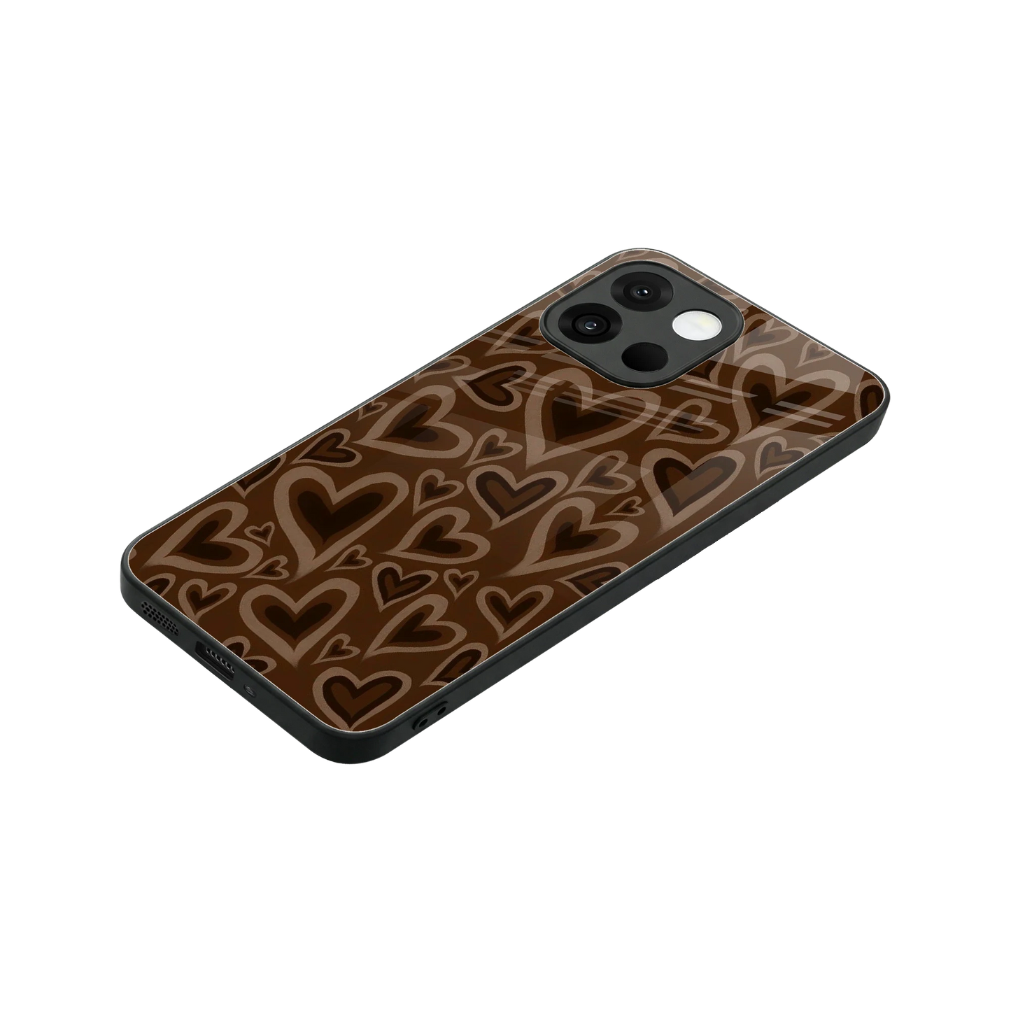 Toasty Brown Hearts stylish phone case for oneplus 13s | glossy glass and slim fit