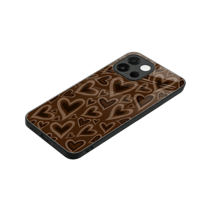Toasty Brown Hearts stylish phone case for oneplus 13s | glossy glass and slim fit
