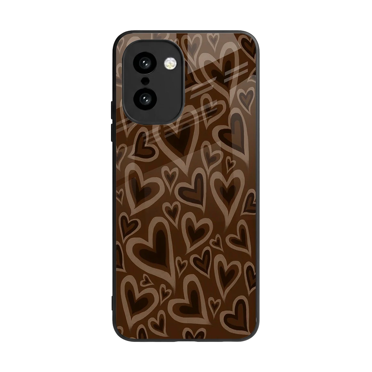 Toasty Brown Hearts back phone cover | glass case for oneplus 15r