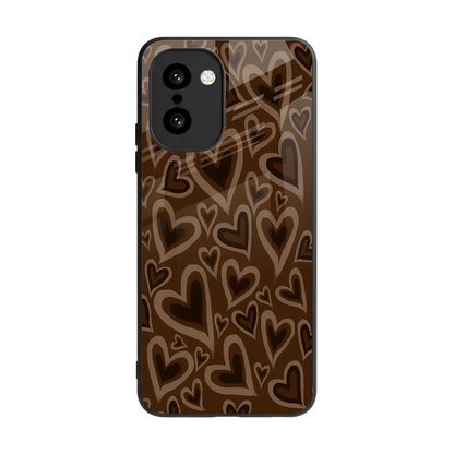 Toasty Brown Hearts back phone cover | glass case for oneplus 15r