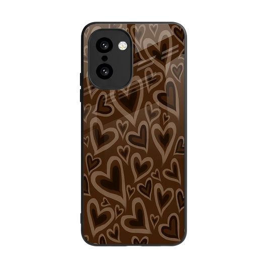 Toasty Brown Hearts back phone cover | glass case for oneplus 15r
