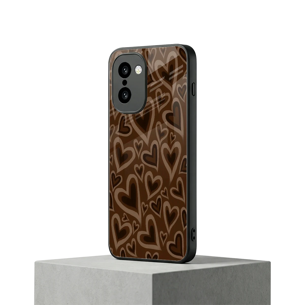 Toasty Brown Hearts oneplus 15r mobile cover | shockproof glass phone case