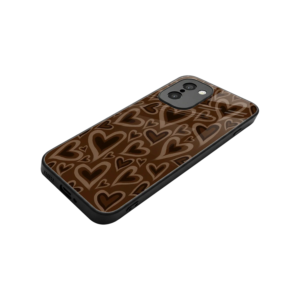 Toasty Brown Hearts stylish phone case for oneplus 15r | glossy glass and slim fit