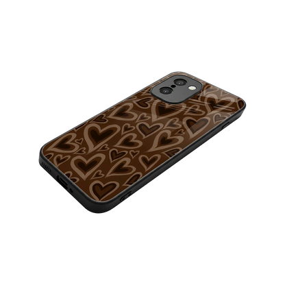 Toasty Brown Hearts stylish phone case for oneplus 15r | glossy glass and slim fit