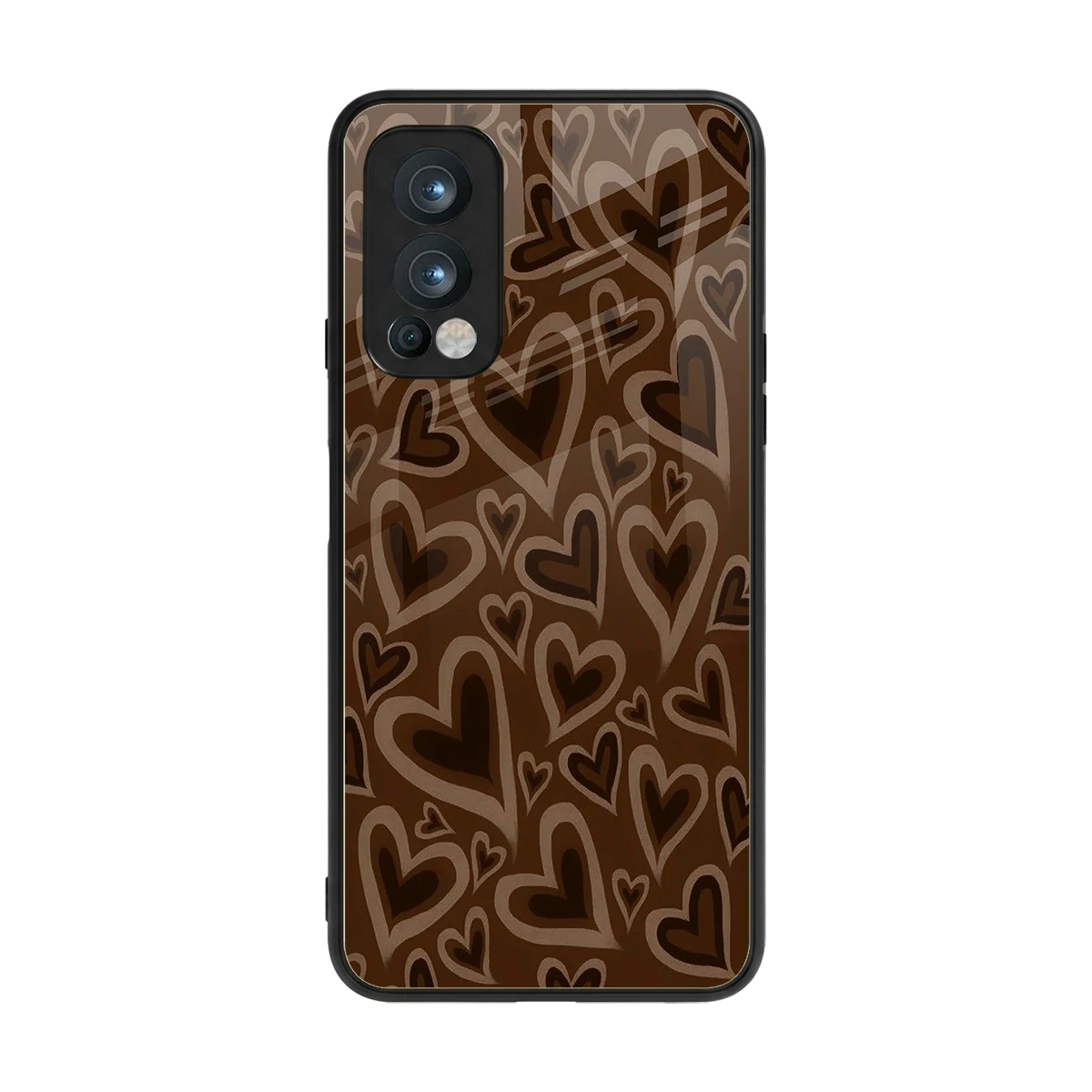 Toasty Brown Hearts back phone cover | glass case for oneplus nord 2
