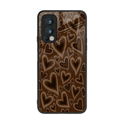 Toasty Brown Hearts back phone cover | glass case for oneplus nord 2