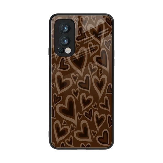 Toasty Brown Hearts back phone cover | glass case for oneplus nord 2