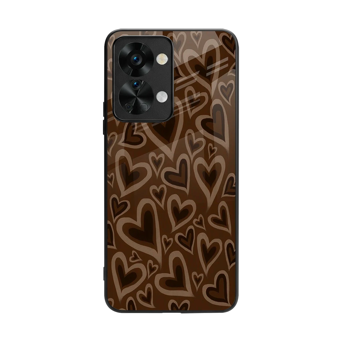 Toasty Brown Hearts back phone cover | glass case for oneplus nord 2t