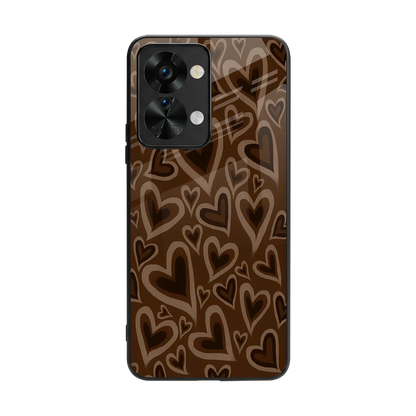 Toasty Brown Hearts back phone cover | glass case for oneplus nord 2t