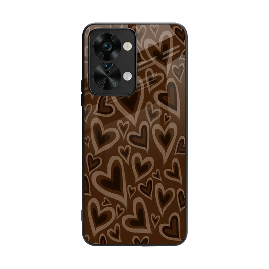 Toasty Brown Hearts back phone cover | glass case for oneplus nord 2t