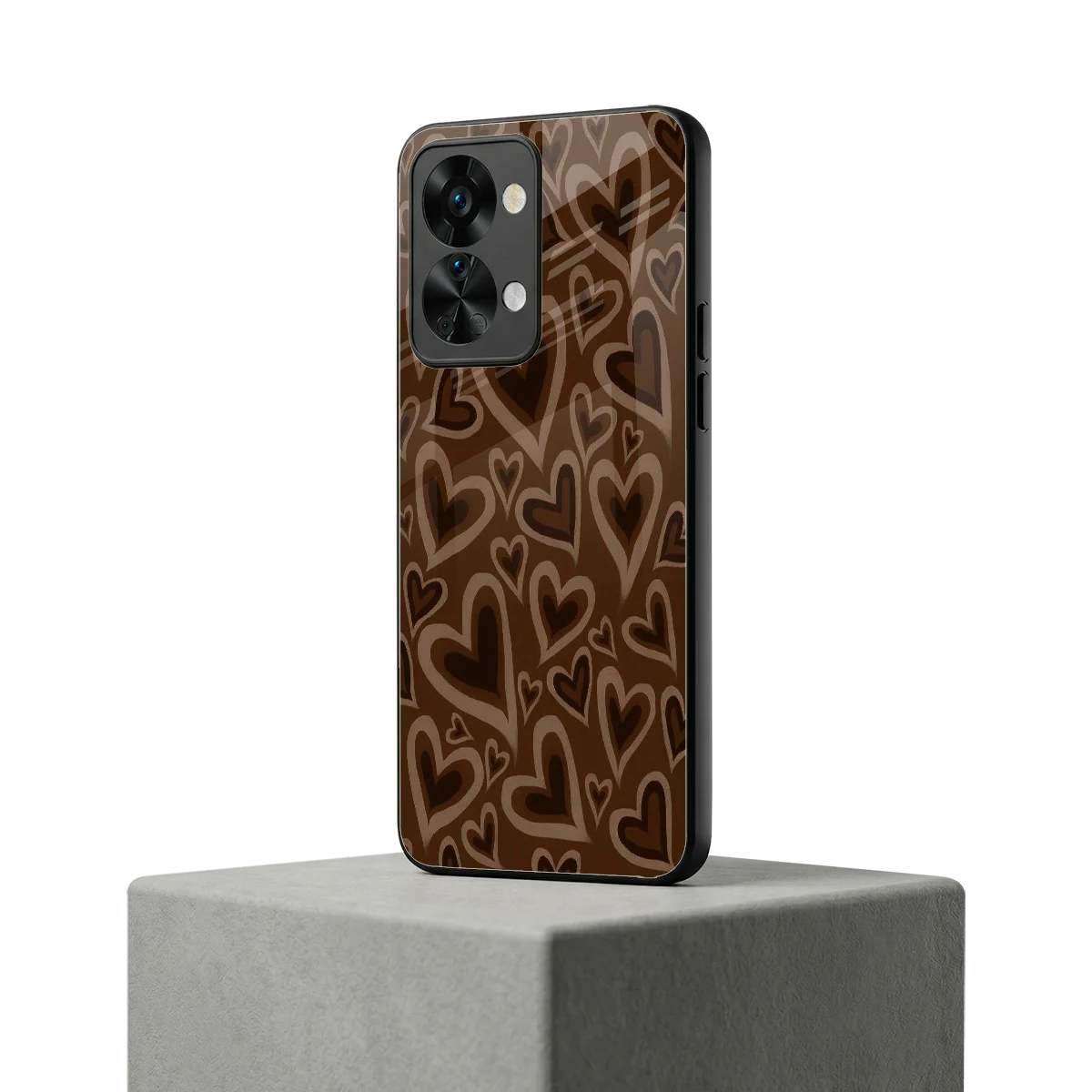 Toasty Brown Hearts oneplus nord 2t mobile cover | shockproof glass phone case