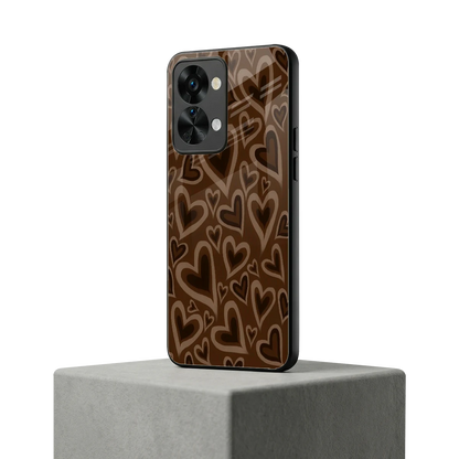 Toasty Brown Hearts oneplus nord 2t mobile cover | shockproof glass phone case