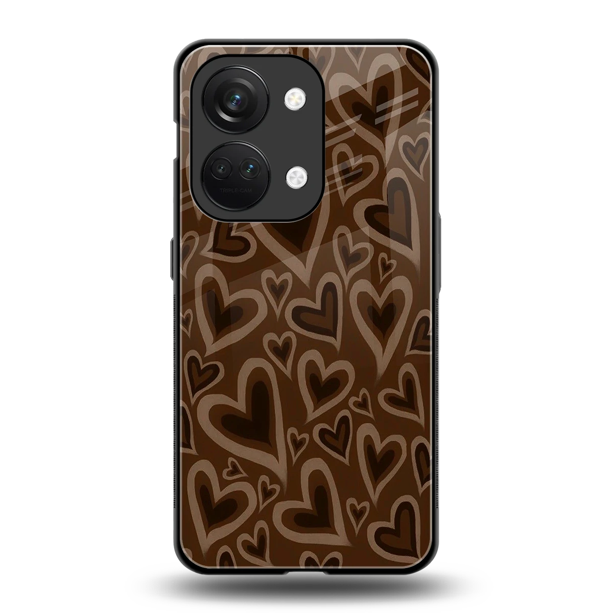 Toasty Brown Hearts back phone cover | glass case for oneplus nord 3