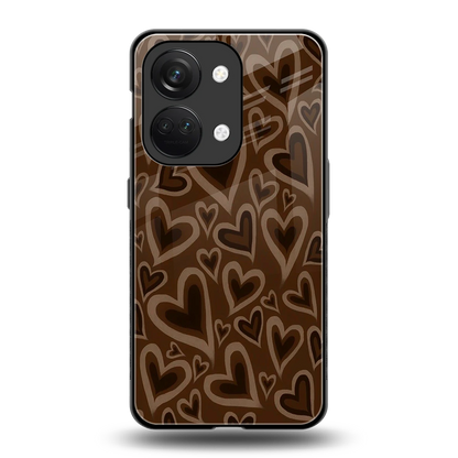 Toasty Brown Hearts back phone cover | glass case for oneplus nord 3