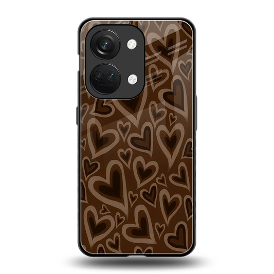 Toasty Brown Hearts back phone cover | glass case for oneplus nord 3
