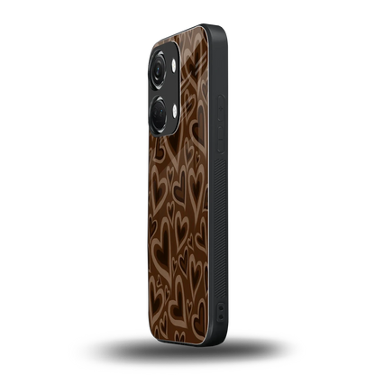 Toasty Brown Hearts oneplus nord 3 mobile cover | shockproof glass phone case
