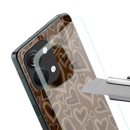 Toasty Brown Hearts stylish phone case for oneplus nord 3 | glossy glass and slim fit