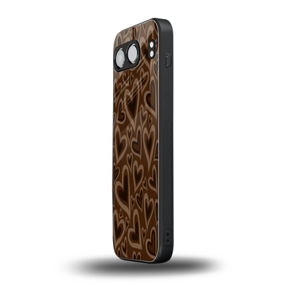Toasty Brown Hearts oneplus nord 4 mobile cover | shockproof glass phone case