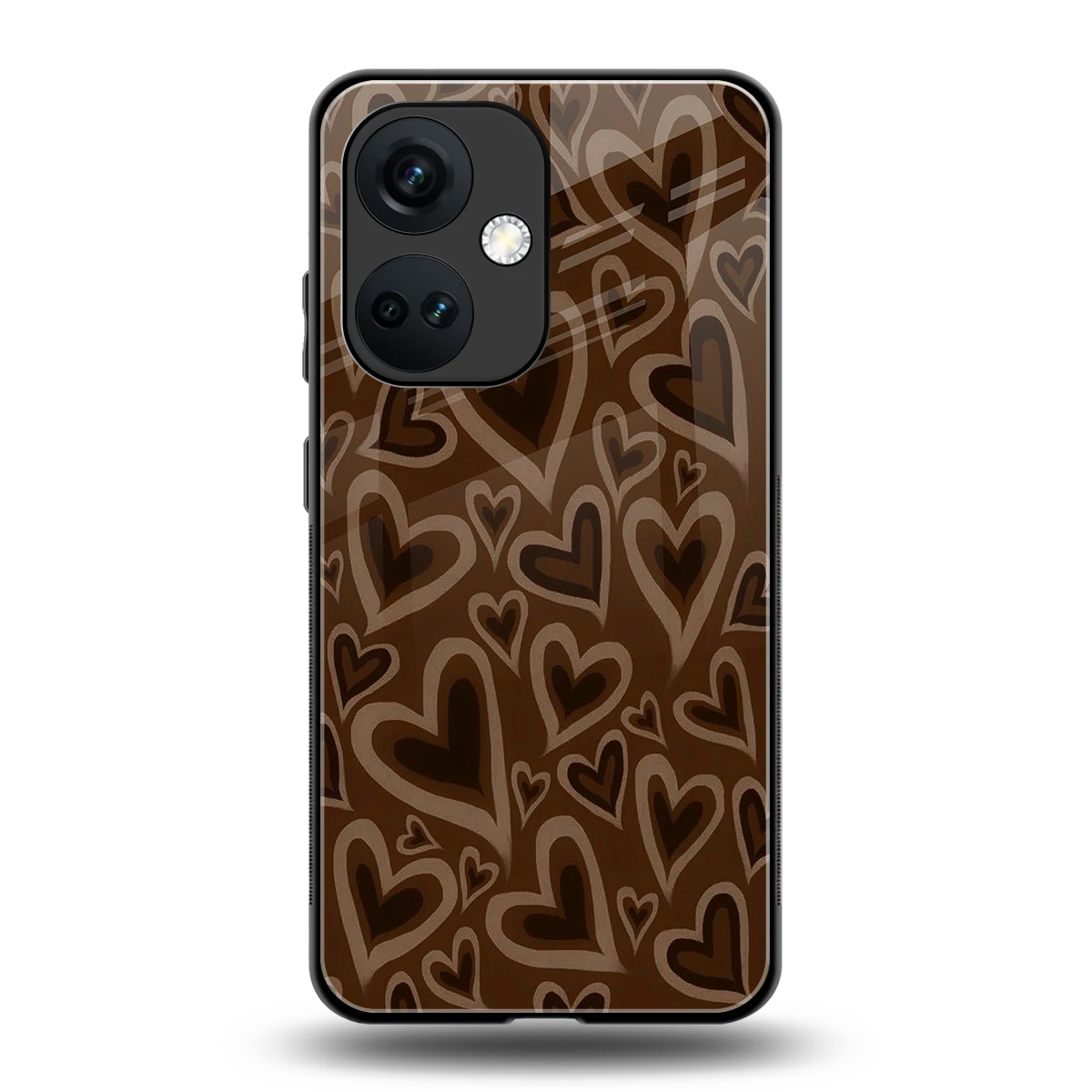 Toasty Brown Hearts back phone cover | glass case for oneplus nord ce 3