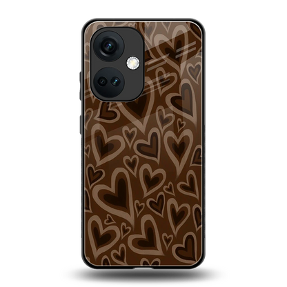 Toasty Brown Hearts back phone cover | glass case for oneplus nord ce 3