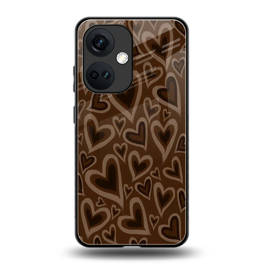 Toasty Brown Hearts back phone cover | glass case for oneplus nord ce 3