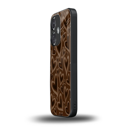Toasty Brown Hearts oneplus nord ce 3 mobile cover | shockproof glass phone case