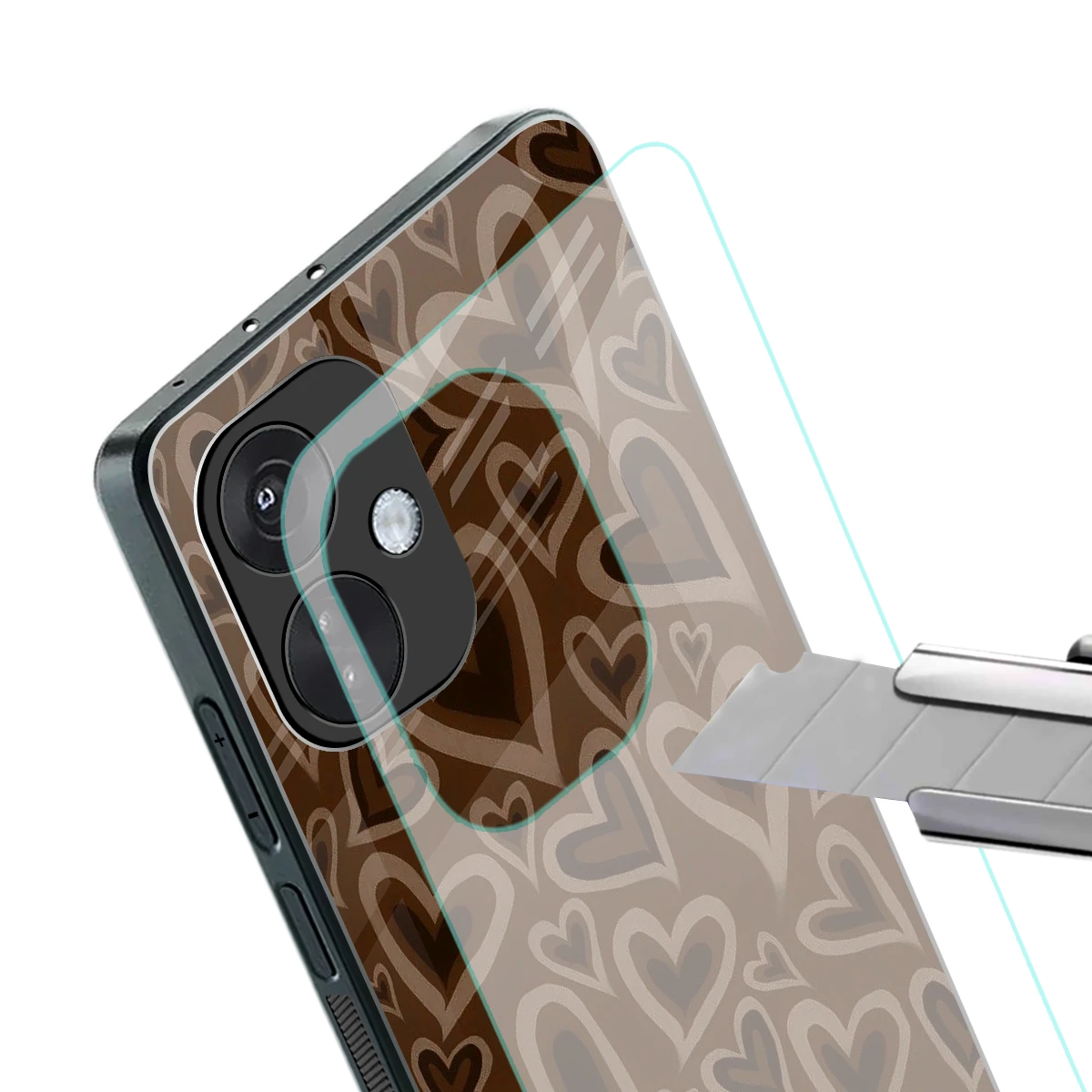 Toasty Brown Hearts stylish phone case for oneplus nord ce 3 | glossy glass and slim fit