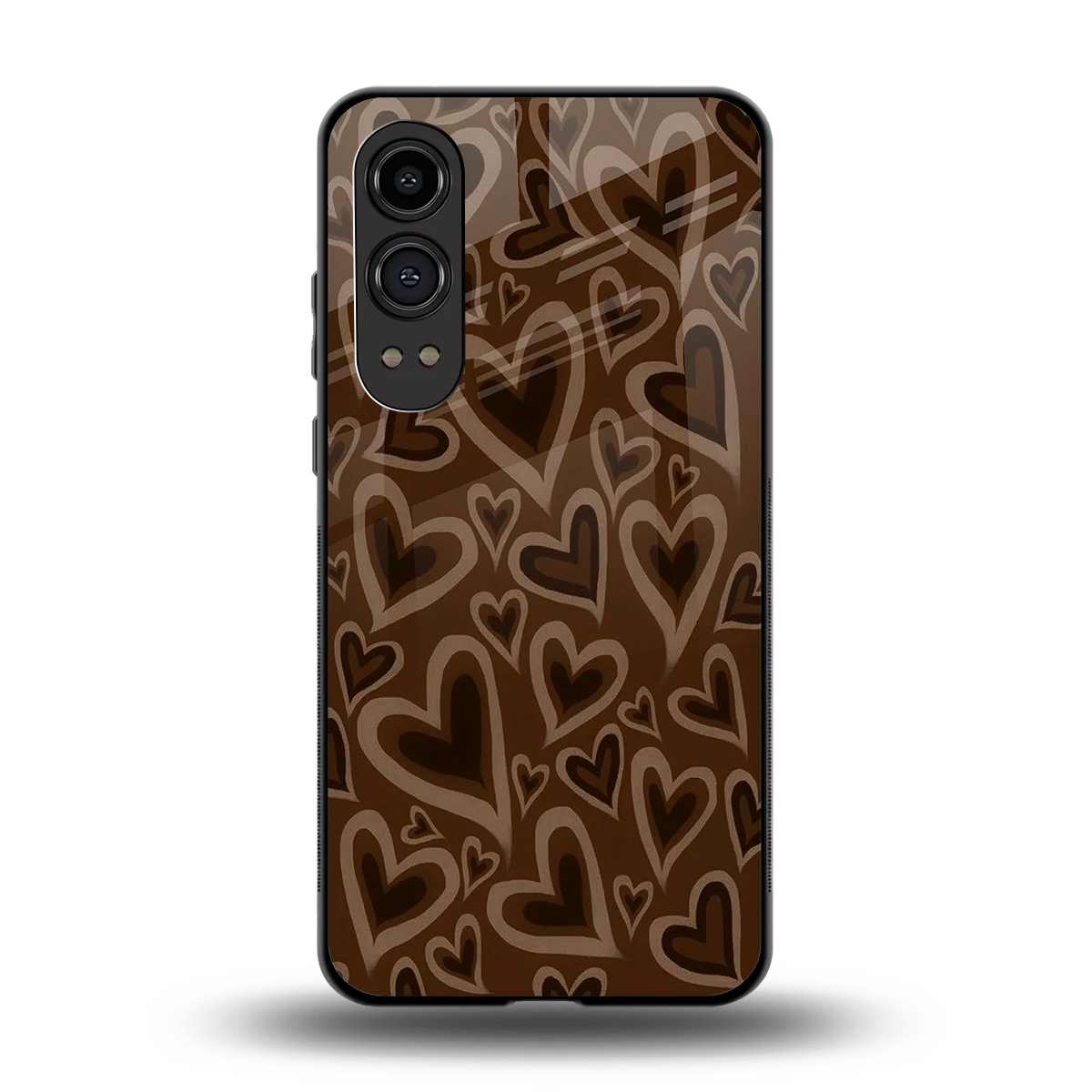 Toasty Brown Hearts back phone cover | glass case for oneplus nord ce 4 lite