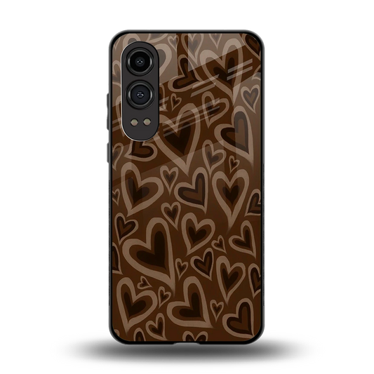 Toasty Brown Hearts back phone cover | glass case for oneplus nord ce 4 lite