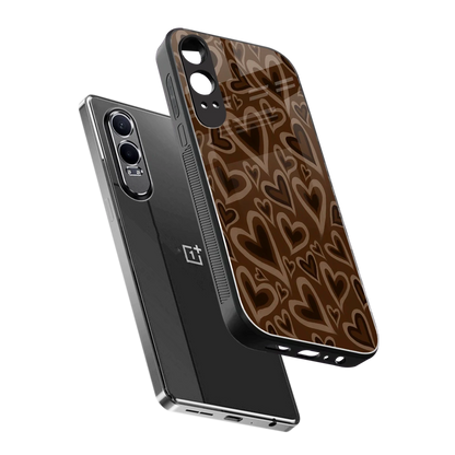Toasty Brown Hearts sleek oneplus nord ce 4 lite cover with tempered glass back and TPU edges