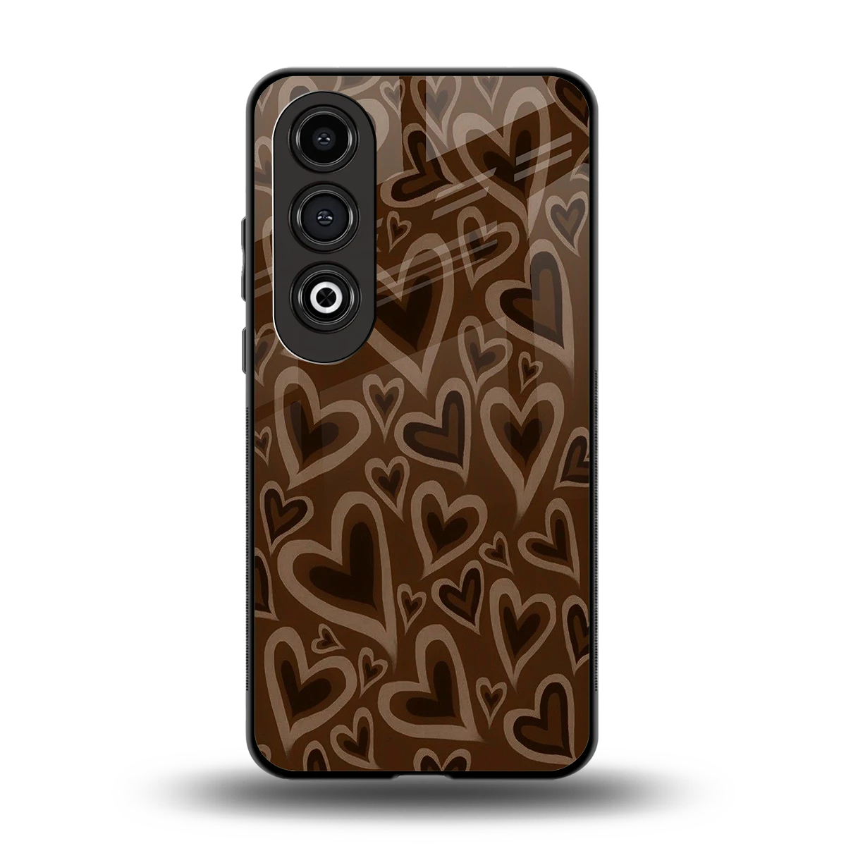 Toasty Brown Hearts back phone cover | glass case for oneplus nord ce 4