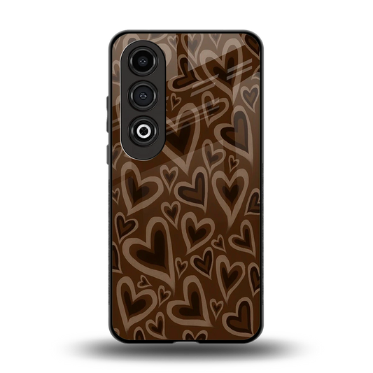 Toasty Brown Hearts back phone cover | glass case for oneplus nord ce 4