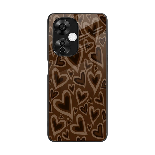 Toasty Brown Hearts back phone cover | glass case for oneplus nord ce 3 lite