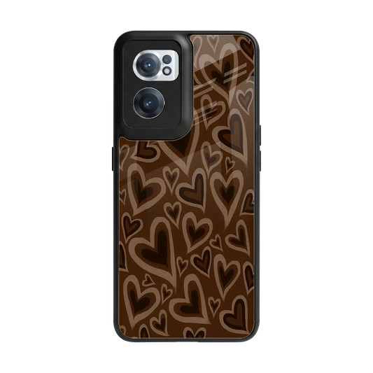 Toasty Brown Hearts back phone cover | glass case for oneplus nord ce 2